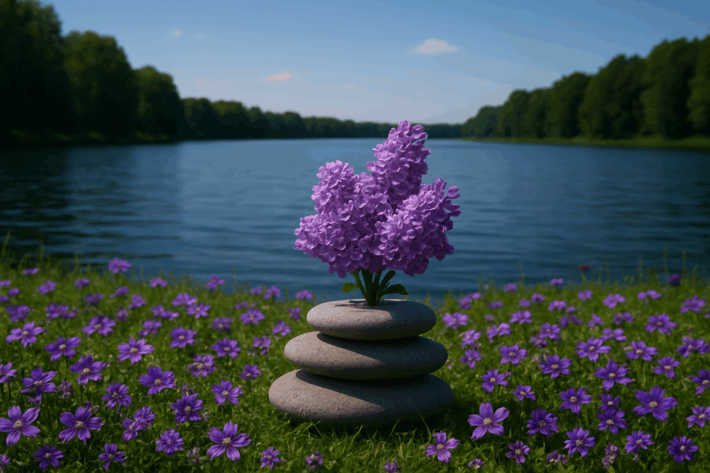 wildflowers by the lake