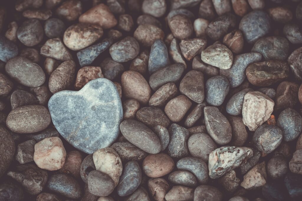 rocks with one that looks like a heart